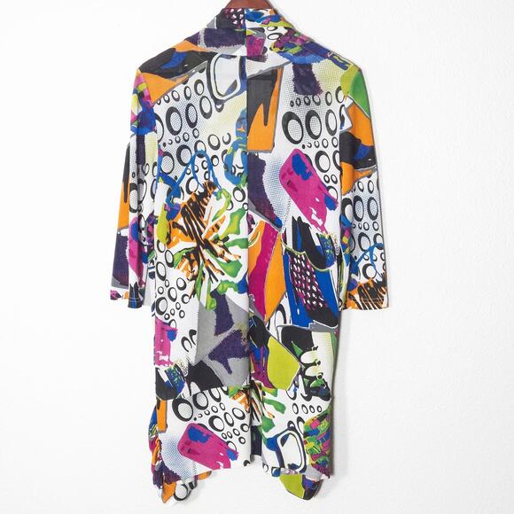 Anna Sui Silk Blend Abstract Print Cardigan XL Artful Statement - Picture 2 of 9